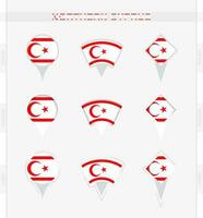 Northern Cyprus flag, set of location pin icons of Northern Cyprus flag. vector