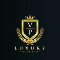 VP Letter Initial with Royal Luxury Logo Template vector