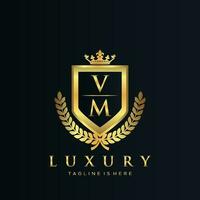 VM Letter Initial with Royal Luxury Logo Template vector