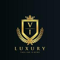 VI Letter Initial with Royal Luxury Logo Template vector
