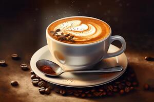 Cup of hot cappuccino coffee illustration. photo
