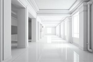 Empty white interior 3d illustration. photo