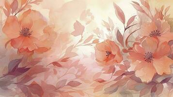 watercolor floral arrangement and watercolor background on a pink background, in the style of trace monotone, high resolution, light red and light pink, generat ai photo