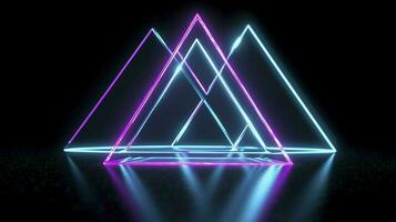 neon triangle background isolated on dark background, vector illustration, style zachowcin, in the style of neon and fluorescent light, neon realism, generat ai photo