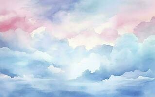 a beautiful watercolor abstract background featuring blue, purple, and pink, in the style of realistic blue skies, sky blue and white, light gray and sky blue, generate ai photo