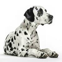 Beauty dalmatian dog, isolated on white background, generate ai photo