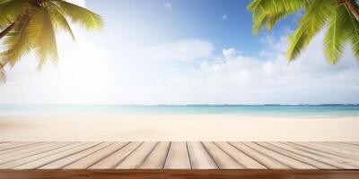 A wooden table with a flowery background photo