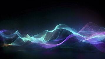 abstract background with glowing purple and golden and blue wavy lines, generate ai photo