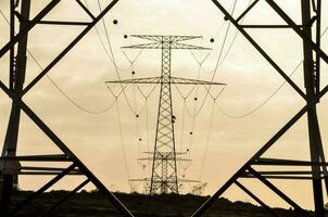 Close up of electricity poles photo