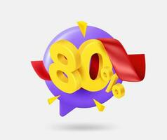 habla nube con 80 por ciento descuento oferta. 3d vector aislado ilustración