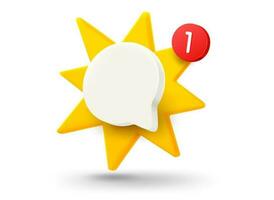 Speech bubble with explosion effect. 3d vector mobile application icon with notification