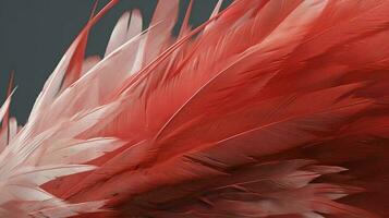 an old red feather which is drawn on a white background, in the style of light red and light pink, sketchfab, translucent medium, bold colours, generat ai photo