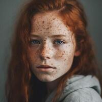 A women with redhead and freckles photo