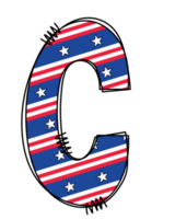 patriottico alfabeto scarabocchio lettera clipart illustrazione png