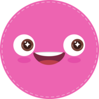 Cute pink circle shape with smiling face flat icon PNG
