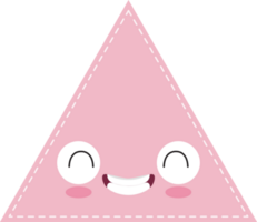 Cute pink triangle shape with smiling face flat icon PNG