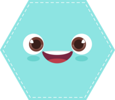 Cute green hexagon shape with smiling face flat icon PNG