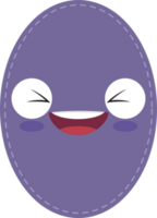 Cute purple oval shape with smiling face flat icon PNG
