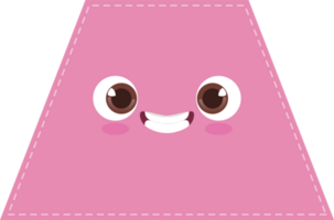 Cute pink trapezoid shape with smiling face flat icon PNG