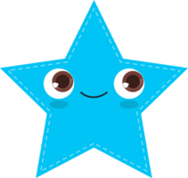 Cute blue star shape with smiling face flat icon PNG