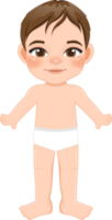 Boy body front side template in underwear or panty PNG