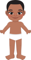 Amerikaans Afrikaanse jongen lichaam voorkant kant sjabloon in ondergoed of panty PNG