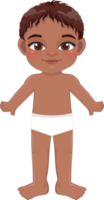 American African Boy body front side template in underwear or panty PNG