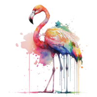 regnbåge flamingo vattenfärg ai generativ png