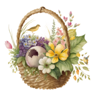 Spring Flower Basket Watercolor png