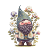 Spring Flower Gnome Watercolor png