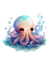 schattig Octopus waterverf clip art ai generatief png