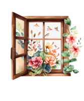 Floral Window Watercolor Clipart png