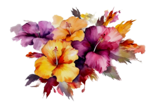 magnifique fleur avec feuille aquarelle ai produire png