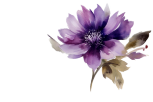 Beautiful flower with leaf watercolor AI Generate png