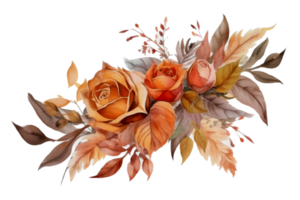 magnifique fleur avec feuille aquarelle ai produire png