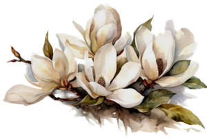 Flower with leaf watercolor AI Generate png