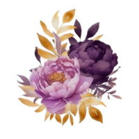 magnifique fleur avec feuille aquarelle ai produire png