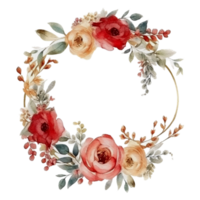 Beautiful flower wreath watercolor ai generate png