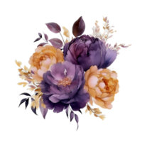 Beautiful flower with leaf watercolor ai generate png