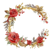 Beautiful flower wreath watercolor ai generate png