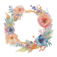 Beautiful flower wreath watercolor ai generate png