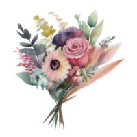 mooi bloem met blad waterverf ai genereren png