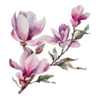 Beautiful flower with leaf watercolor ai generate png