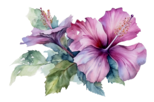 Beautiful flower with leaf watercolor AI Generate png