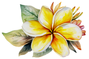 magnifique fleur avec feuille aquarelle ai produire png