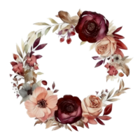 Beautiful flower wreath watercolor ai generate png