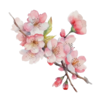 magnifique fleur avec feuille aquarelle ai produire png