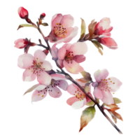 Beautiful flower with leaf watercolor ai generate png