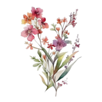 Beautiful flower with leaf watercolor ai generate png