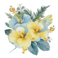 mooi bloem met blad waterverf ai genereren png